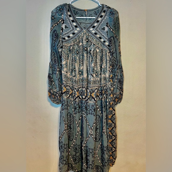 Free People Pink City Maxi Embroidered Blue Size S - Picture 3 of 10